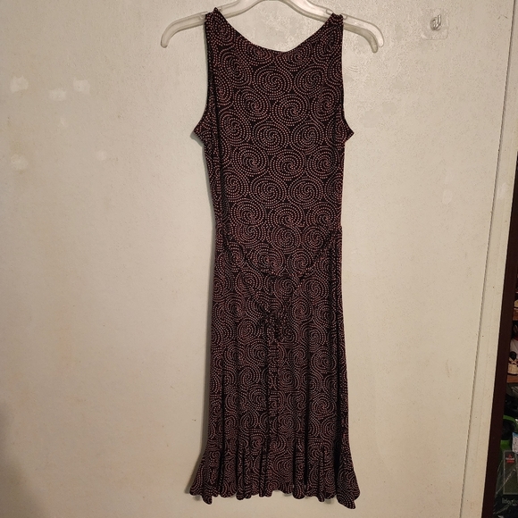 London Times Midi Sheath Elegant Swirl Pattern Sleeveless Dress Size 6 Tie Belt - Picture 9 of 12